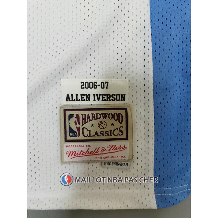 Maillot Denver Nuggets Allen Iverson NO 3 Mitchell & Ness 2006-07 Blanc